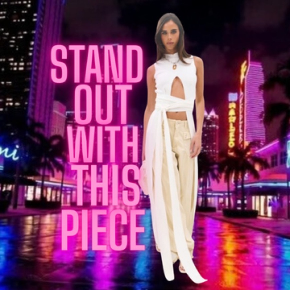 AKIRA WHITE LONG KNIT CUT OUT SWEATER SIZE M